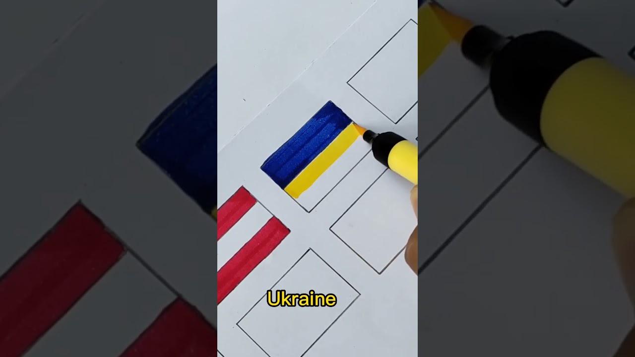 Ukraine flag art 🇺🇦 All country flag art challenge part 48 #shorts #drawing