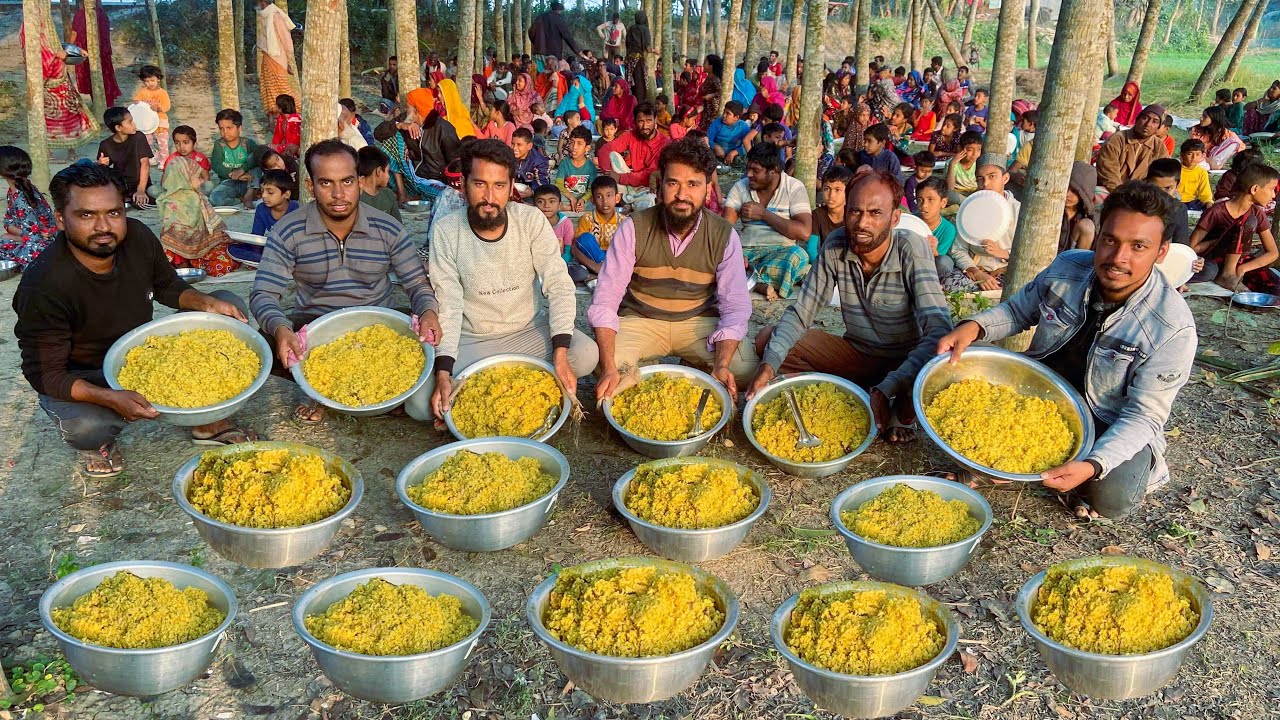 পুরা গ্রামের মানুষের জন্য চিকেন ভুনা খিচুড়ি রান্না - Chicken Bhuna Khichori for Whole Village People