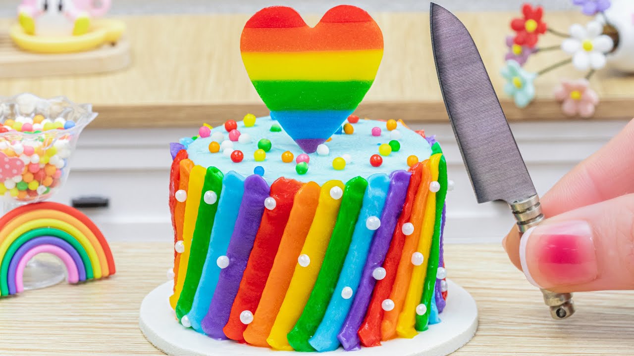 Rainbow Cake | Colorful Miniature Rainbow Butter Cream Cake Tutorials | Lotus Media
