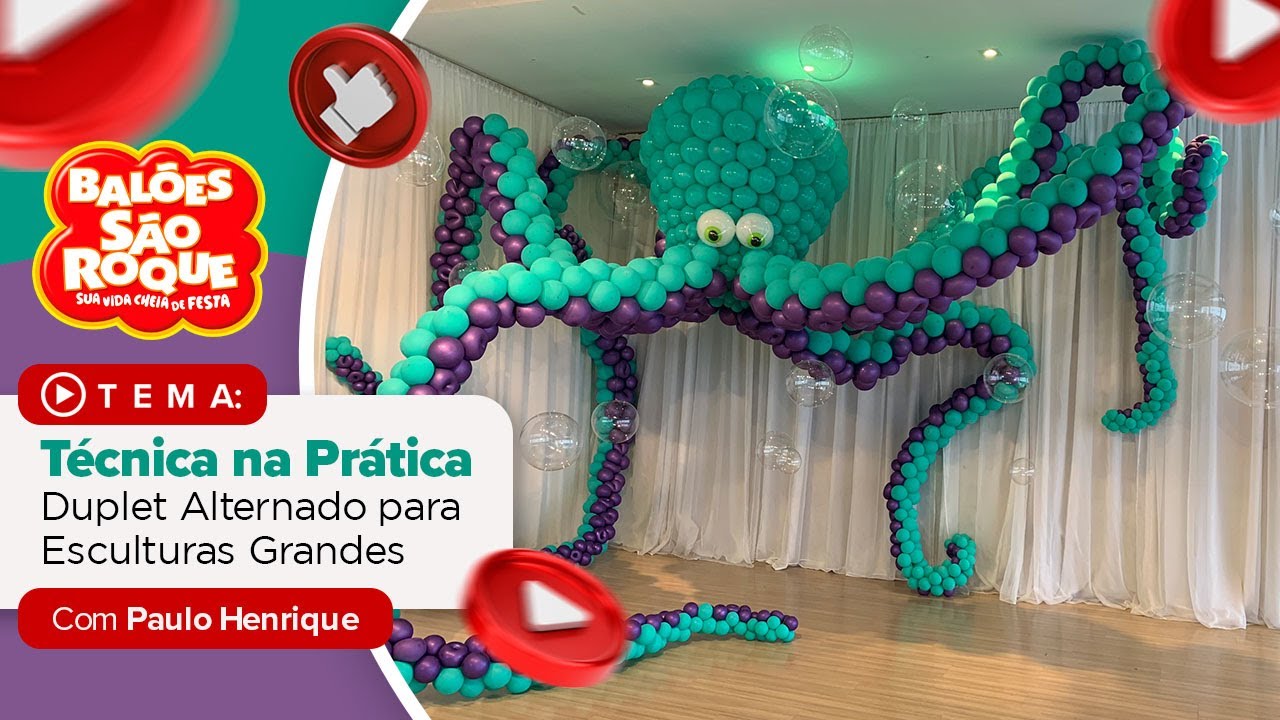 Guirlanda Alternada, aprenda a fazer Duplet de Balões Fácil | Polvo de Balões | Festa Fundo do Mar