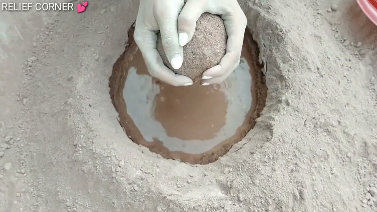 Brown sand dry/floor/pool crumbling Asmr | Paste play