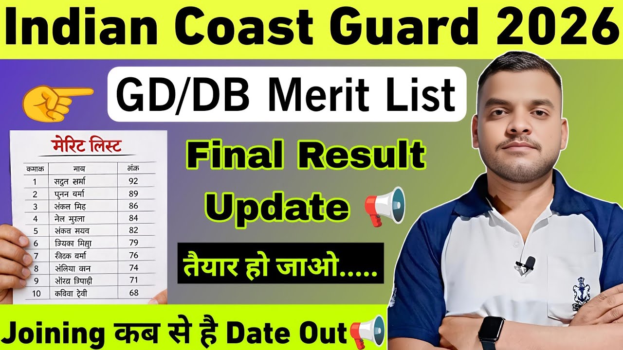 Indian Coast Guard Merit List Update✅️| Icg DD GD Yantrik Final Result | ICG db gd Merit List