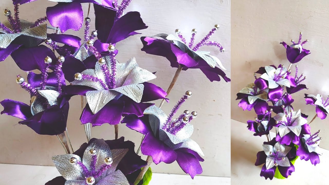 metallic ribbon flowers | satin ribbon flowers | flower making | chenille wire | tutorials | easy