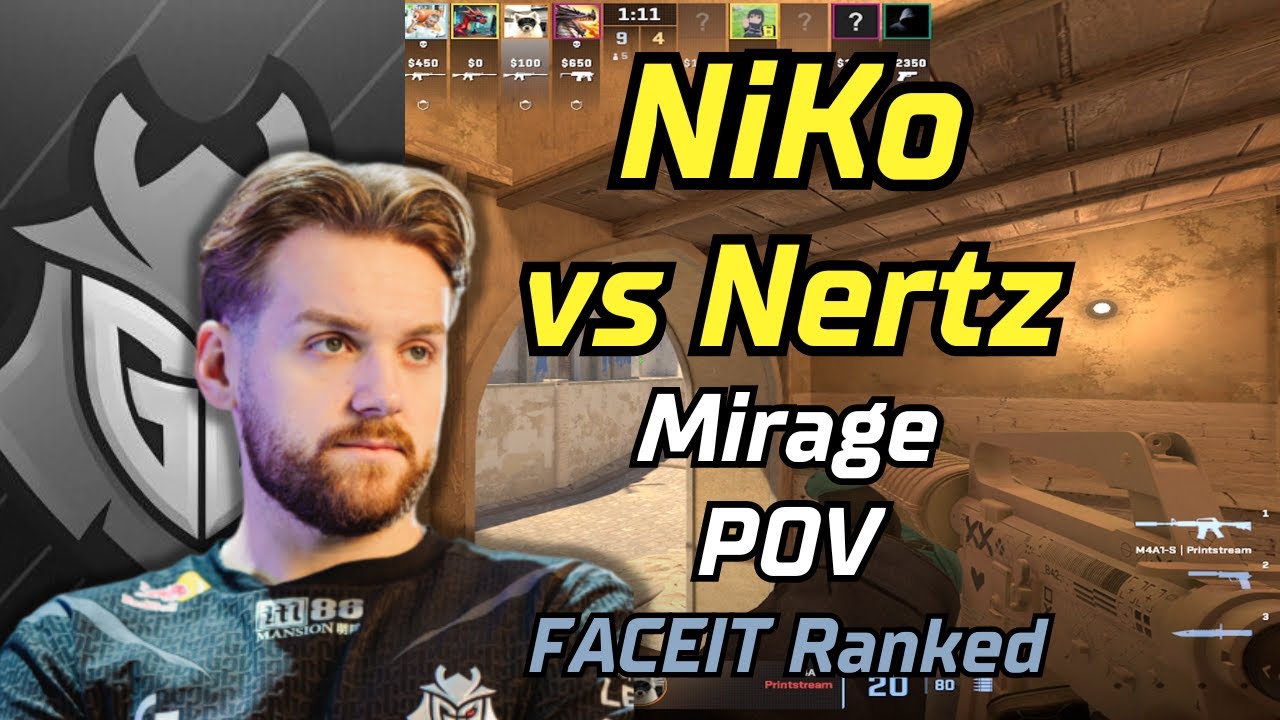NiKo vs Nertz Mirage POV | FACEIT Ranked | Apr 19, 2024 #cs2 #demo #g2 #pov