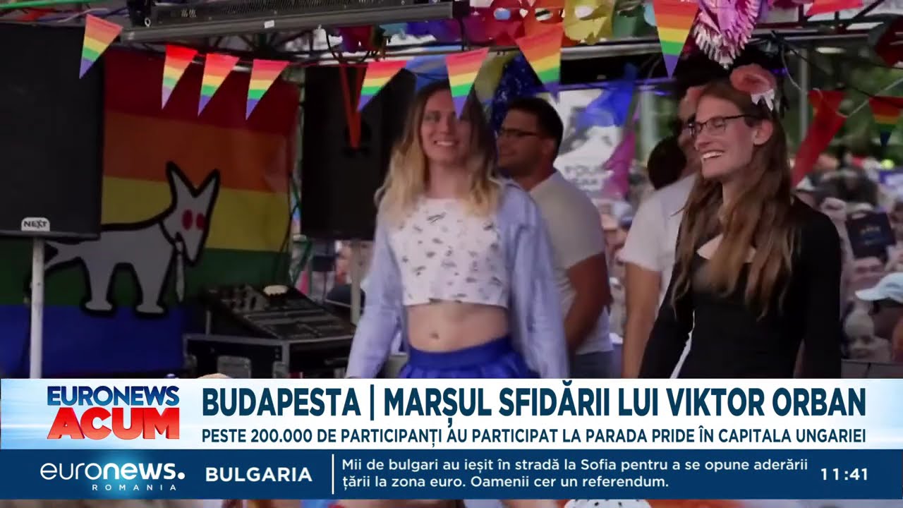 Susținătorii drepturilor LGBTQ+  la marșul Pride din Budapesta. Parada sfidării lui Viktor Orban