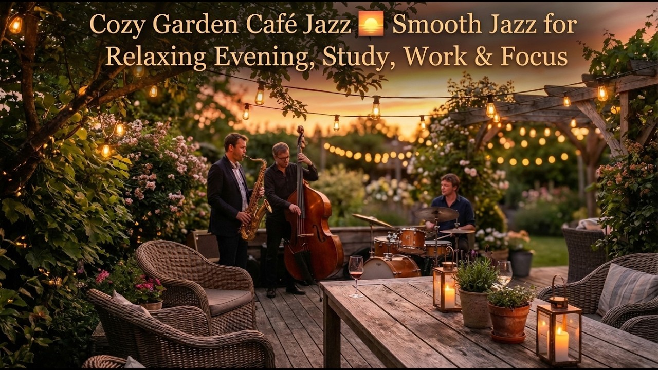 Cozy Garden Café Jazz 🌅 Smooth Jazz for Relaxing Evening, Study, Work & Focus