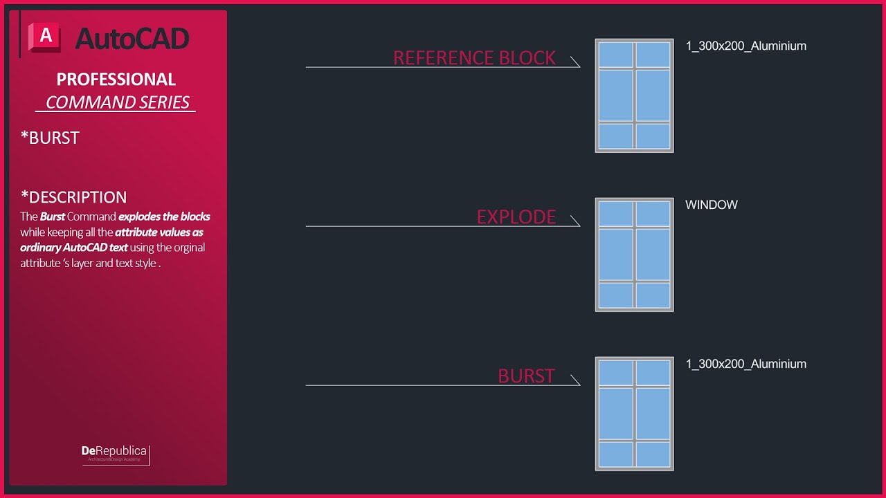 AutoCAD- (Burst Command) Explode Blocks while keeping attributes .
