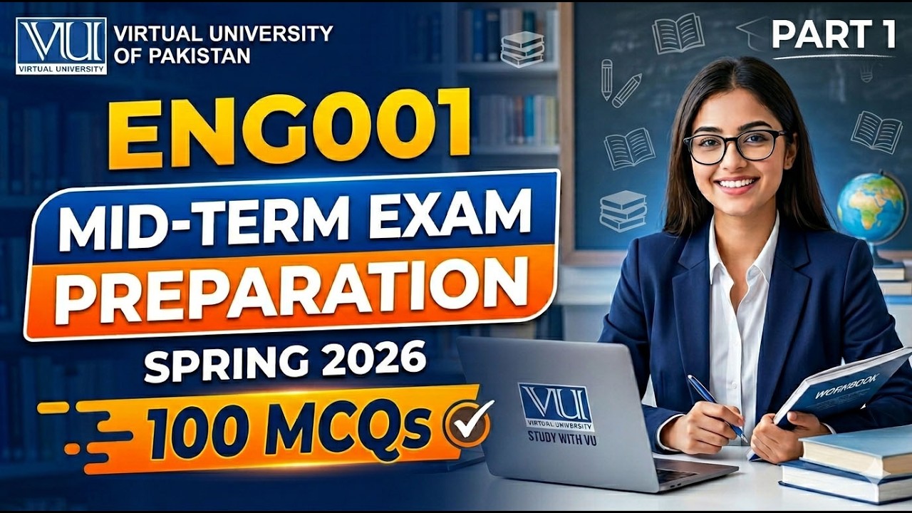 ENG001 Midterm Preparation 2026 | ENG001 Midterm Preparation Spring 2026 | 100 MCQs Part 1