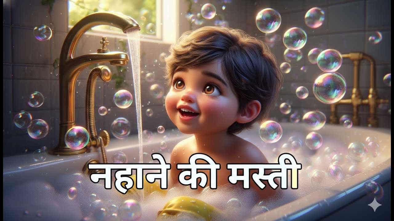 नहाने की मस्ती 🫧🛁 | Fun Bath Time Rhyme for Kids | Bubble Song #cartoon #kids #song