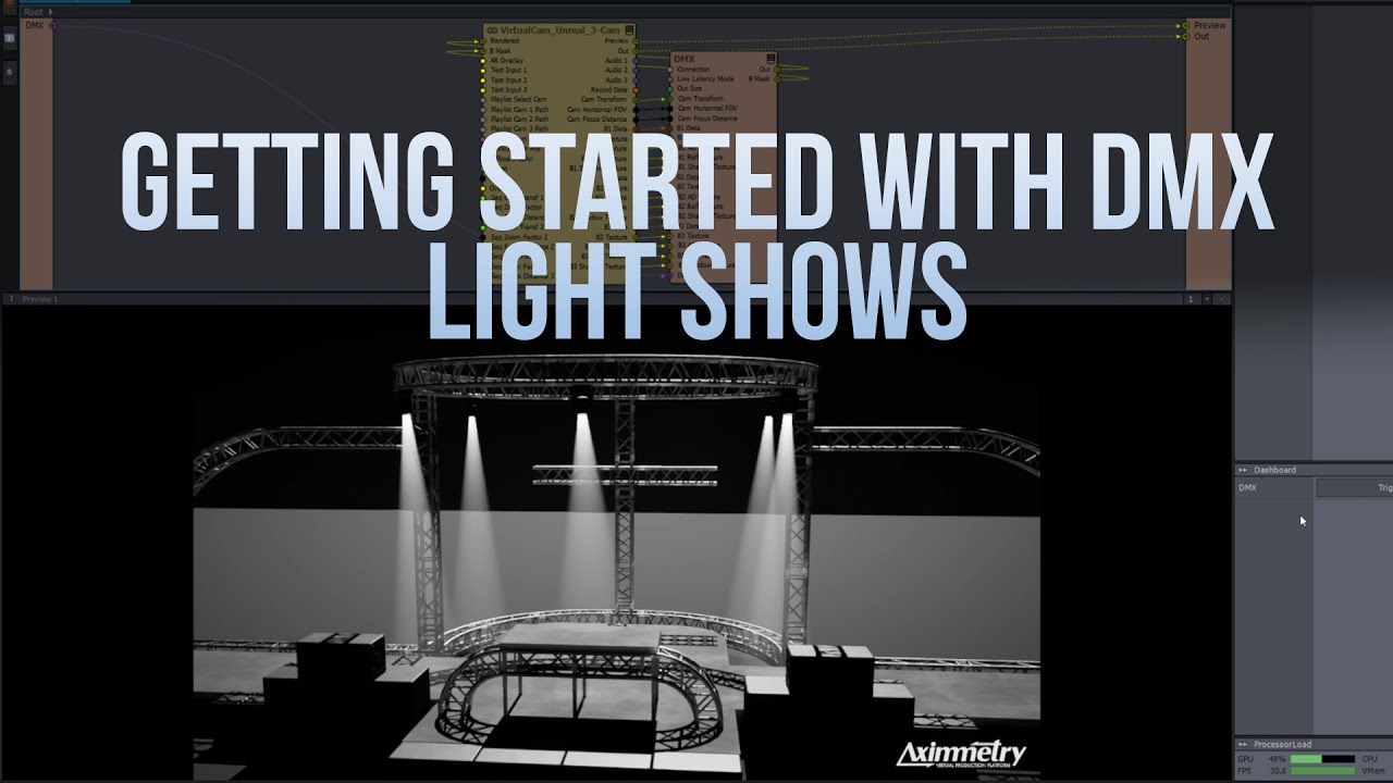 Creating DMX light shows in UE5 for virtual production in Aximmetry DE