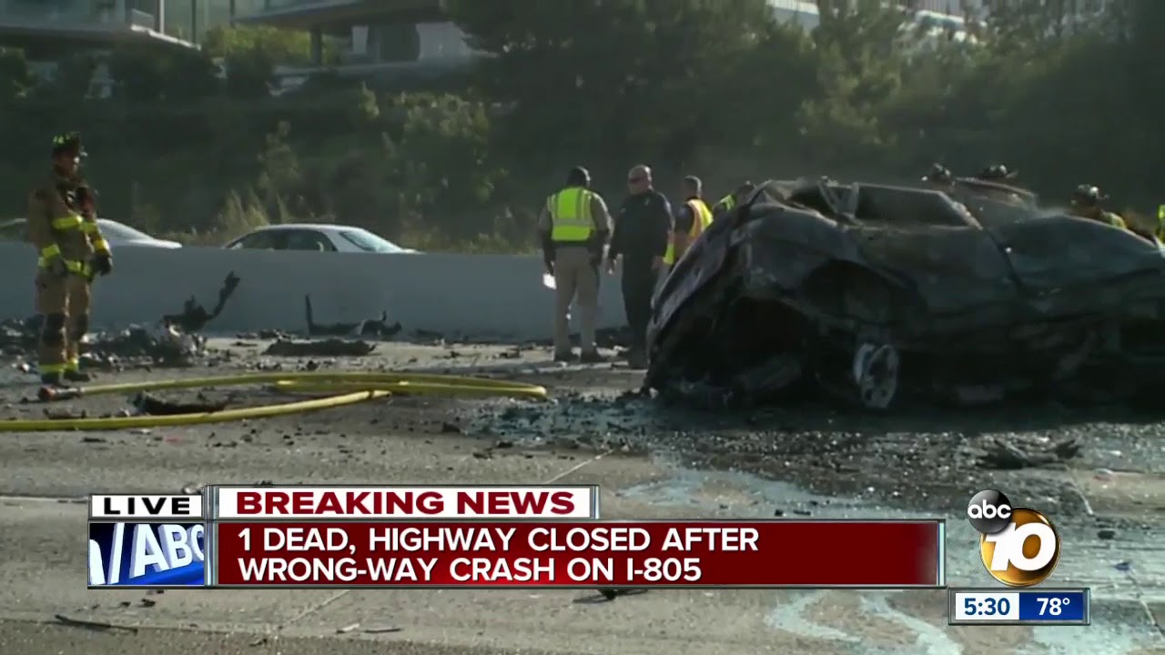 2 dead, highway closed after wrong-way crash on I-805