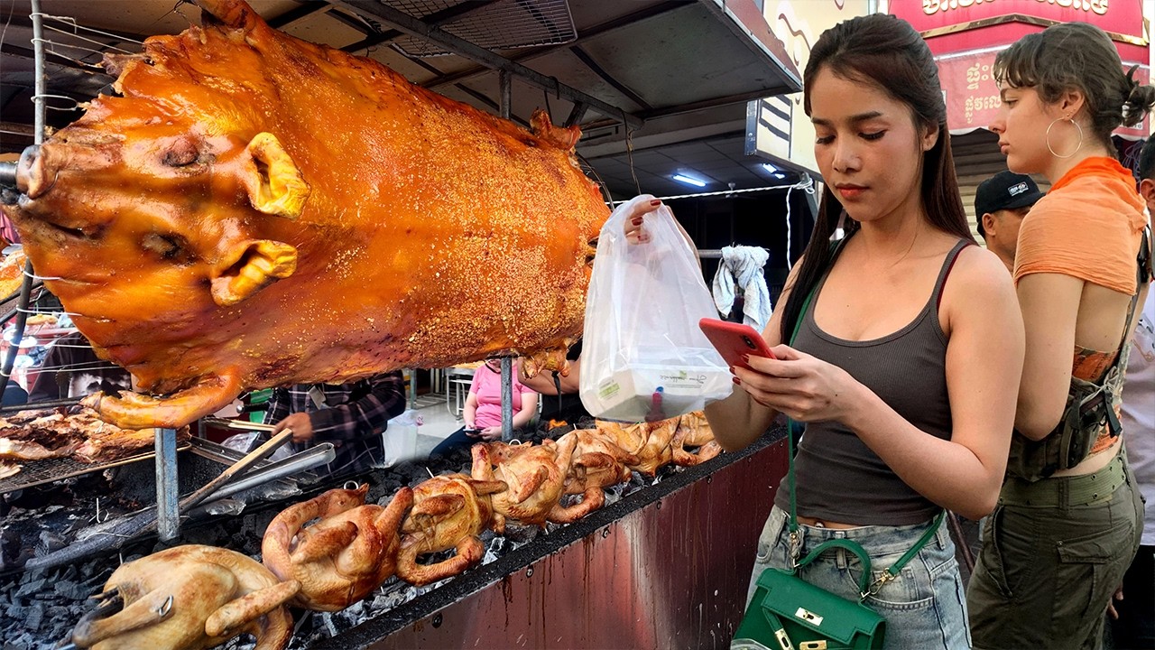 BEST CAMBODIAN Street Food -​ After Chinese New Year​, Walking Tour in Chouk Meas Market, Phnom Penh