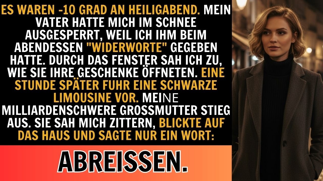 Mein Vater sperrte mich an Heiligabend bei –10 °C aus … dann erschien meine Milliardärs-Großmutter