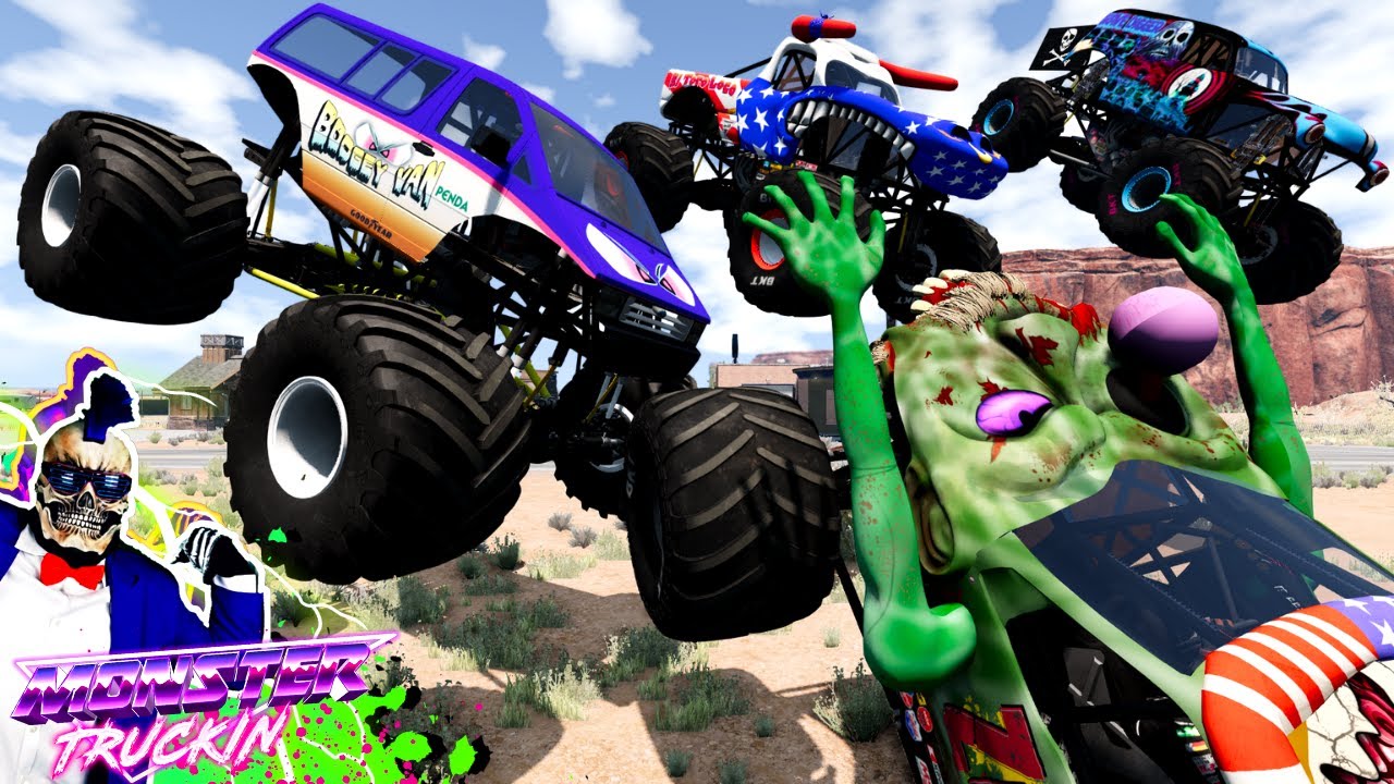 Monster Jam БЕЗУМНЫЕ гонки, фристайл и скоростные прыжки #27 | BeamNG Drive | Grave Digger