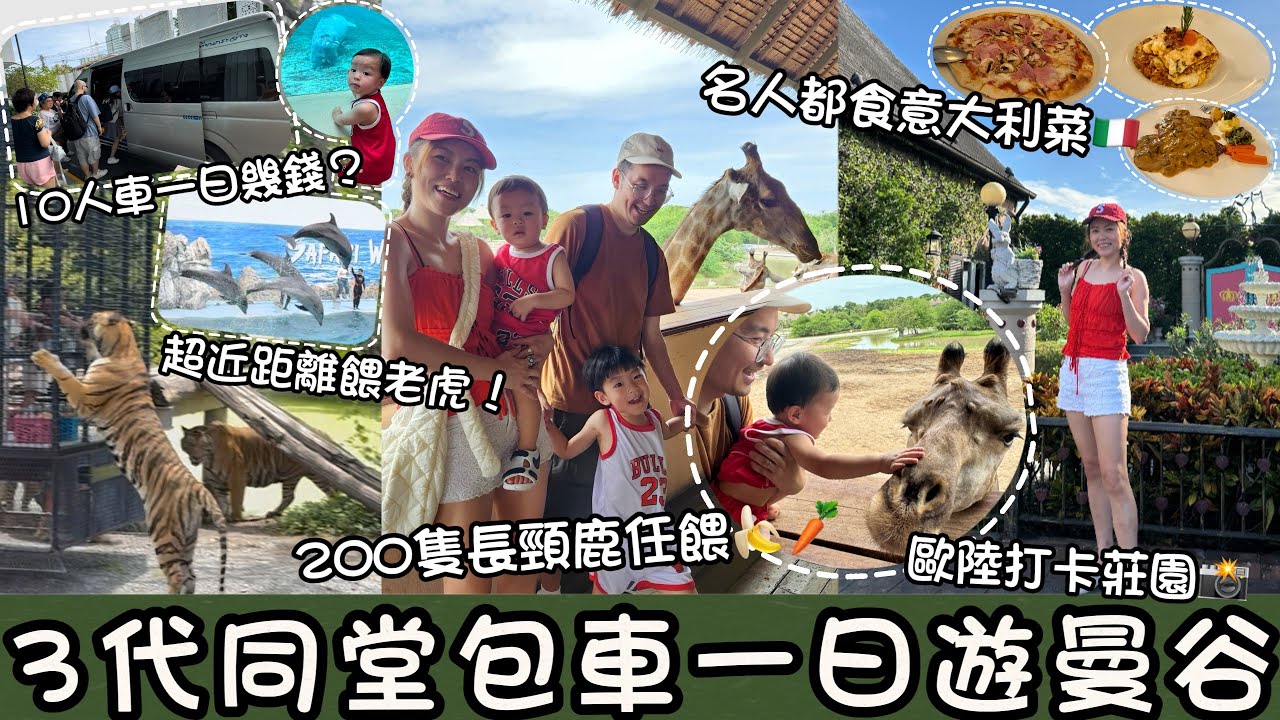 【2024曼谷EP4】亞洲最大野生動物園Safari World✨10人包車一日遊🚙 親餵長頸鹿🦒老虎🐯必睇海豚表演🐬食埋名人最愛意大利餐🇮🇹｜#曼谷自由行 #曼谷動物園 #親子遊 ｜Edo Tsui