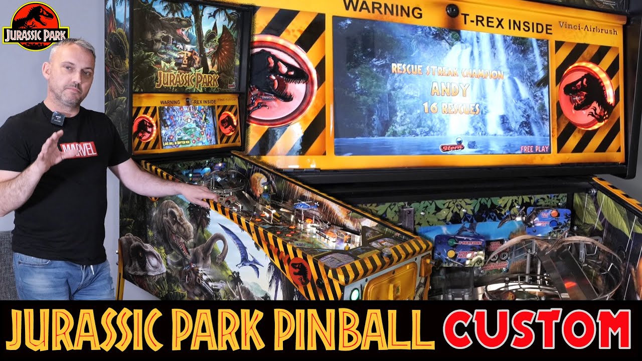I think this looks stunning | A bespoke Stern Jurassic Park Pinball Machine with custom airbrushing