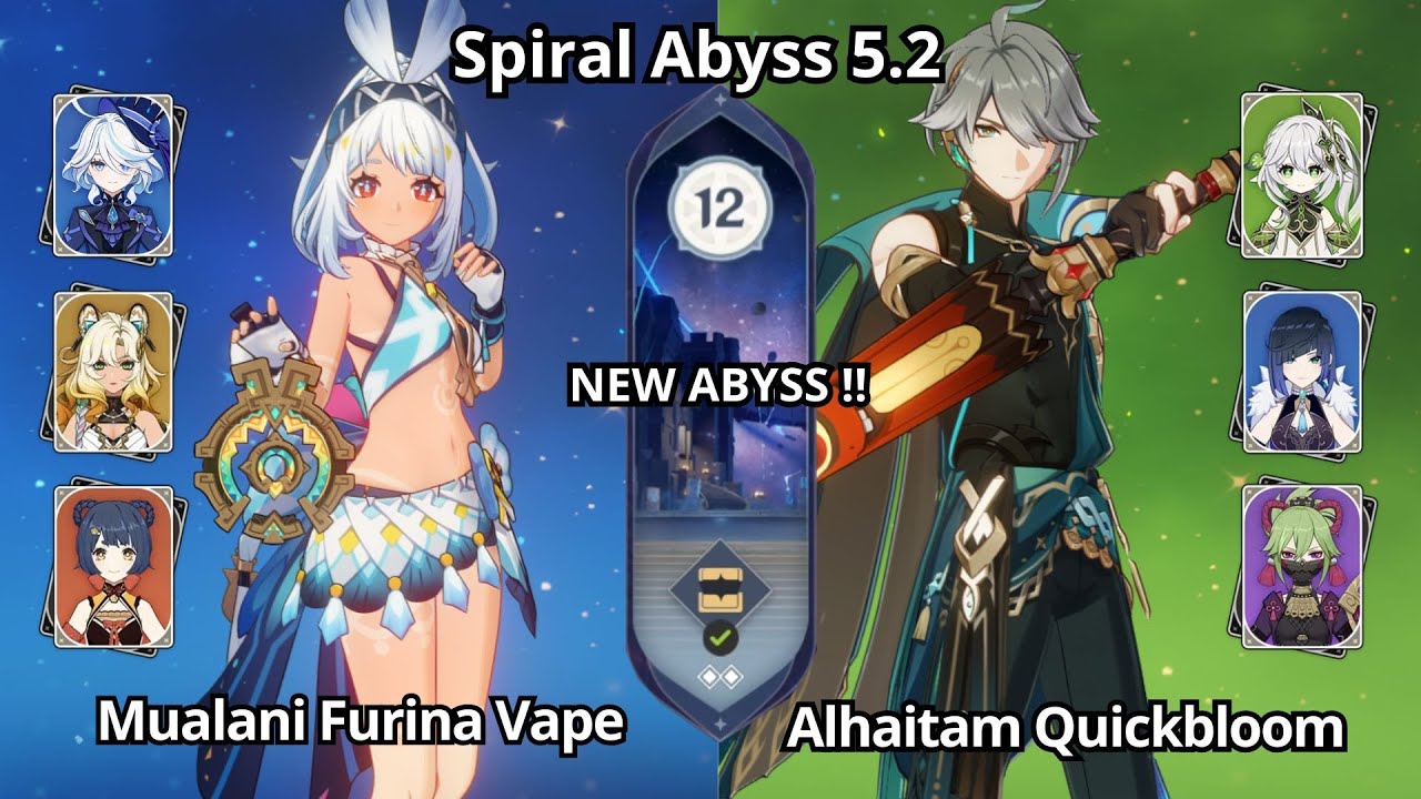 NEW ABYSS !! C0 Mualani Vaporize & C0 Alhaitam Quickbloom - Spiral Abyss 5.2 Floor 12 Genshin Impact