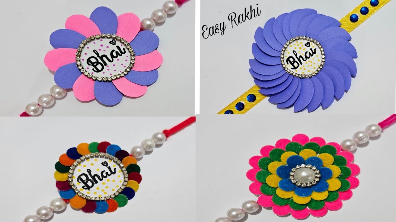 DIY 4  Easy Rakhi Making Ideas at home /Easy Rakhi for school Competition/How to Make Rakhi at Home