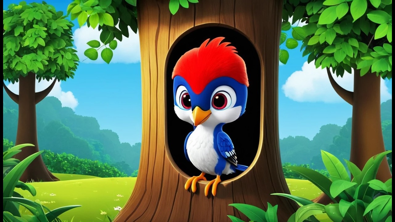 Дятел играет в прятки