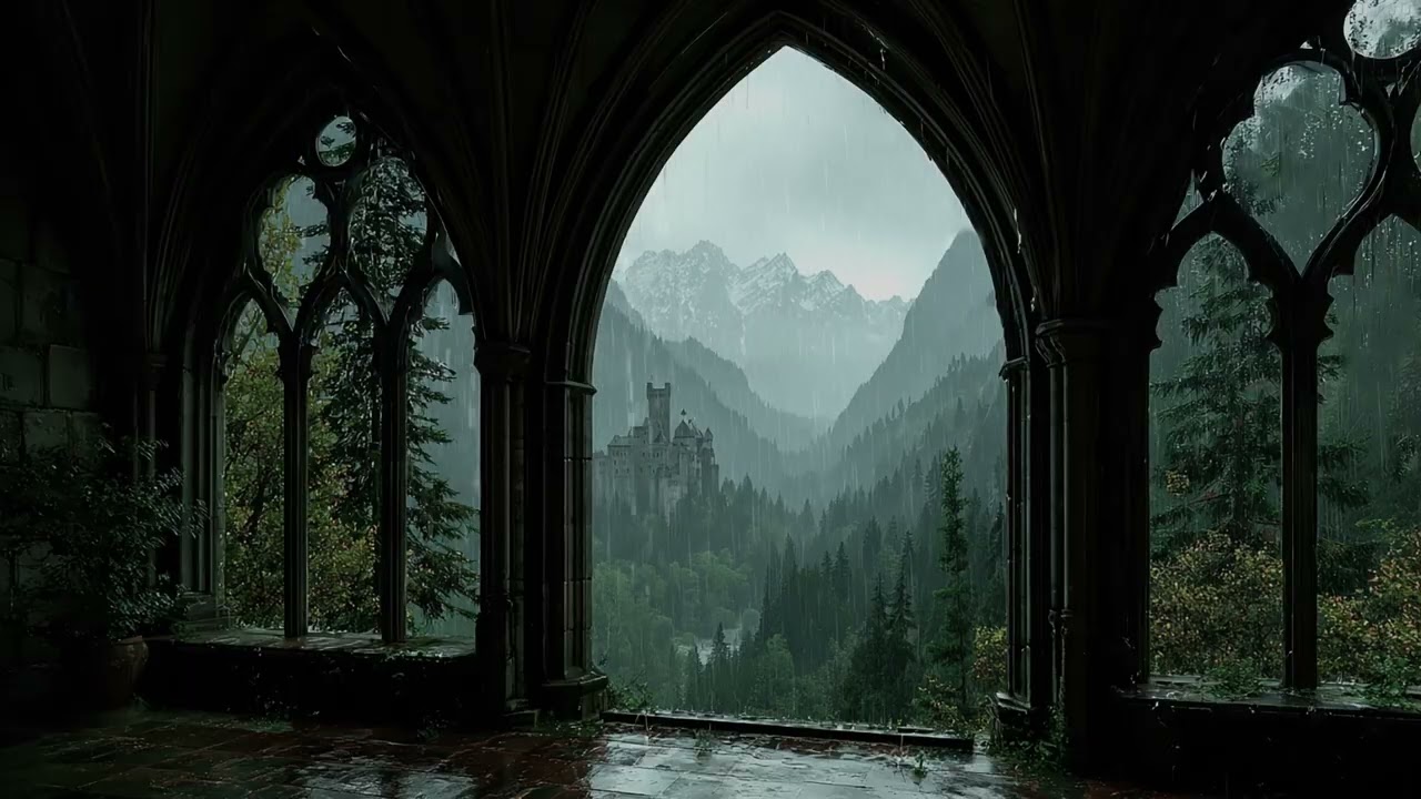 Sanfte Regengeräusche an einem Waldschloss im Norden für Entspannung und Einschlafen