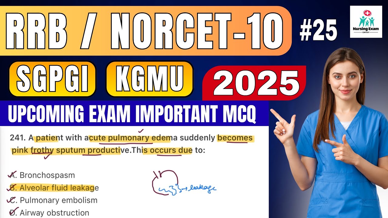 STAFF NURSE EXAM PREPARATION | #25 |RRB NURSING EXAM |NORCET 10 | SGPGI |KGMU |NURSING OFFICER EXAM 