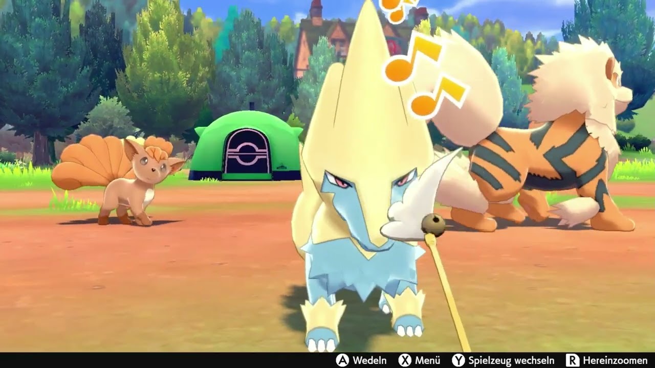 Pokémon Sword/Shield - Playing Feather Wand with Voltenso / Manectric