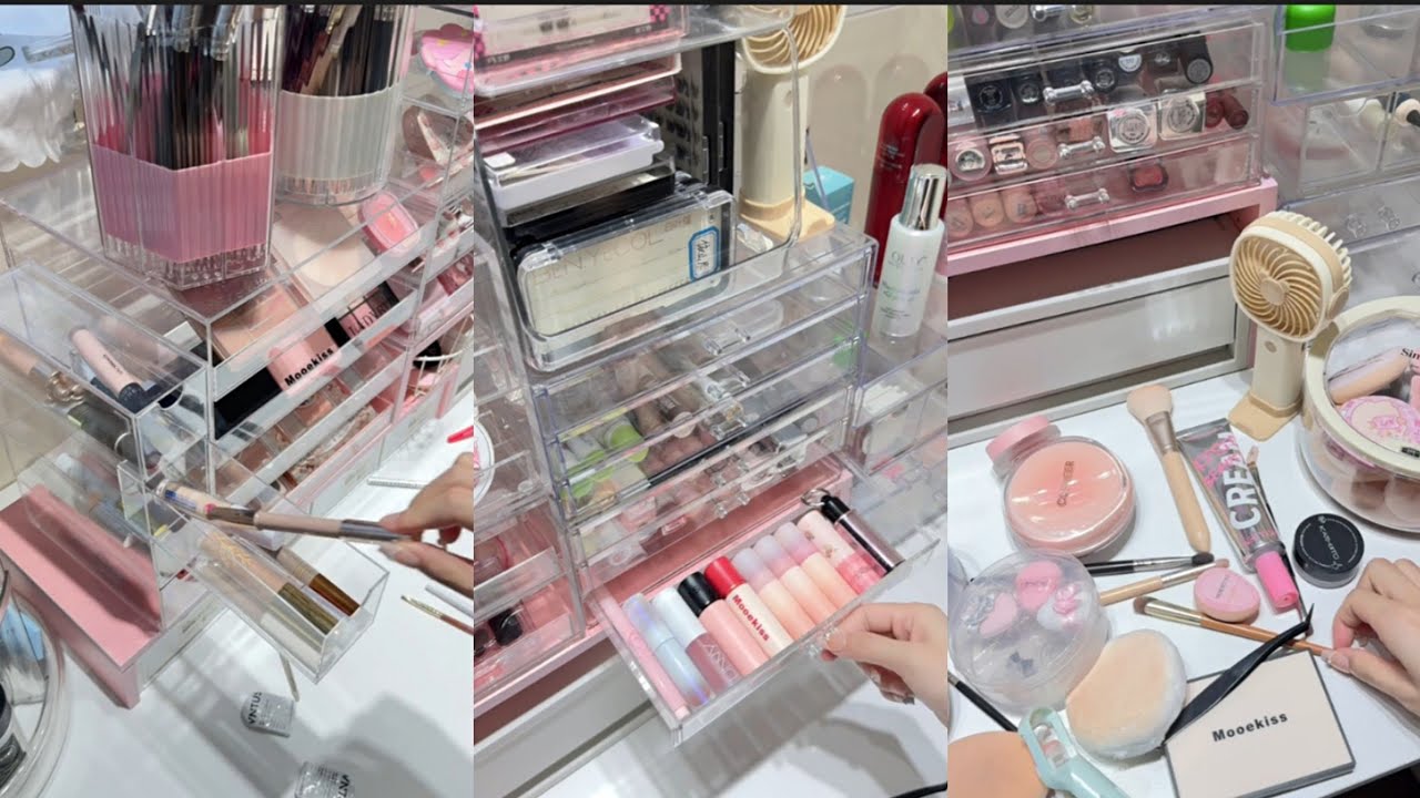 ASMR MAKEUP & ORGANIZING VANITY 🎀 