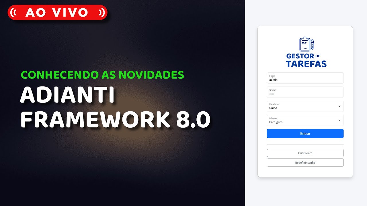 ( Ao Vivo ) Criando Gestor de Tarefas no Adianti Framework 8.0