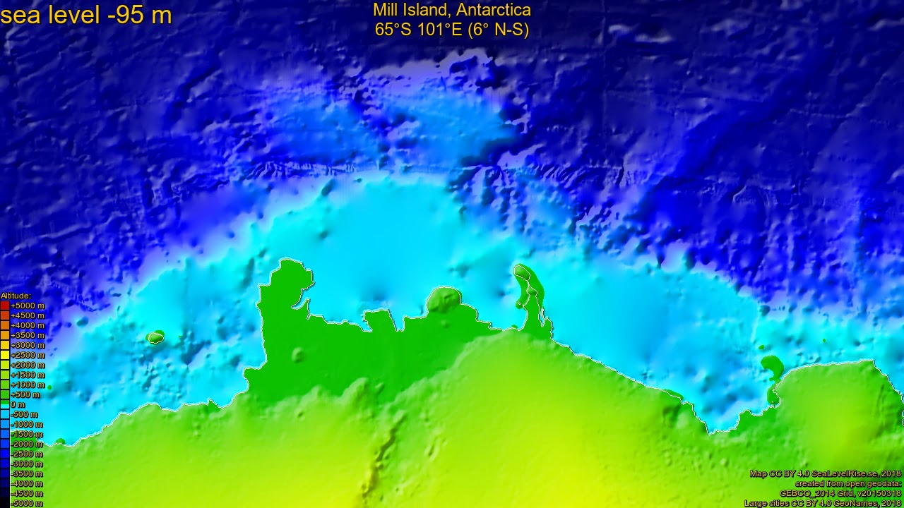 Mill Island, Antarctica, (z+c) sea level rise -135 - 65 m