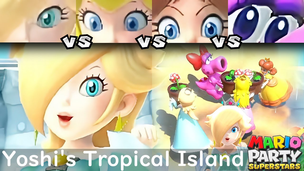 Mario Party Superstars Rosalina vs Peach vs Daisy vs Birdo in Yoshi's Tropical Island (Master)