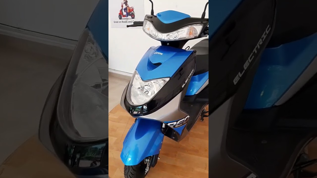 Ampere Reo Electric Scooter in Blue, silver and Black Color