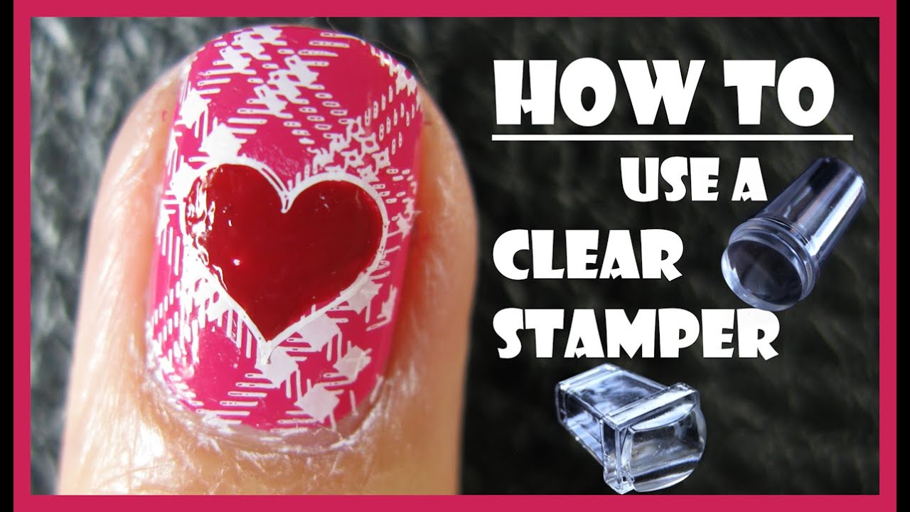 HOW TO USE A CLEAR STAMPER FOR STAMPING NAIL ART DESIGNS PINK PLAID NAILS | MELINEY