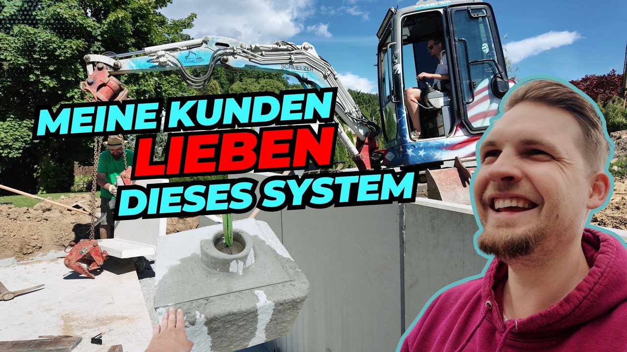 Mauerbau mit L-Steine & Betonsteine - das Ergebnis wird dich umhauen 🤩 | Baustellen Vlog