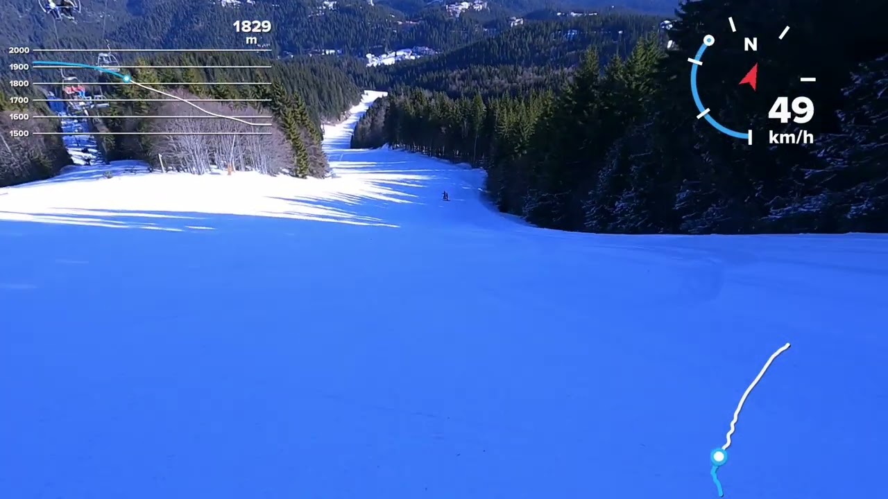 Пампорово/Pamporovo, Black ski run 3 /арх. Петър Петров, Европейската/ in sunny day. February 2022.