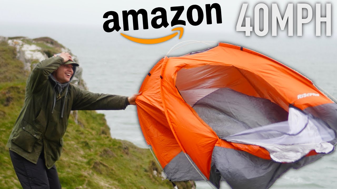 CAMPING IN AMAZON’S WORST RATED TENT WITH 40Mph WINDS