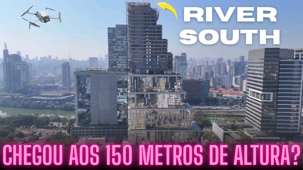 Drone na Marginal Pinheiros: Obras do River South (+ medição da altura aproximada dele) - São Paulo