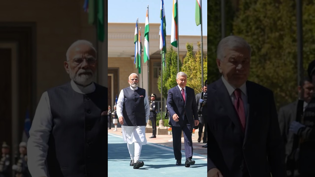 PM Modi receives a ceremonial welcome in #tashkent  Uzbekistan | #shorts