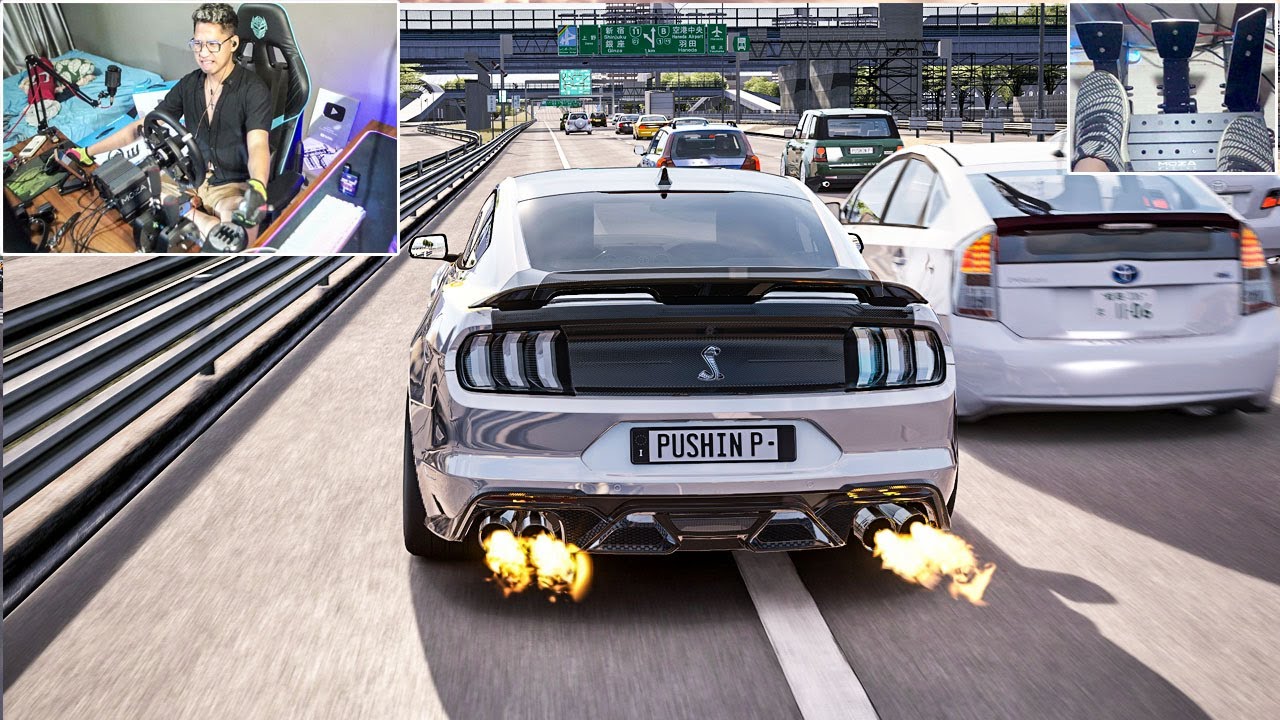 FORD SHELBY GT500 VS HEAVY TRAFFIC | STEERING WHEEL + PEDAL CAM | ASSETO CORSA