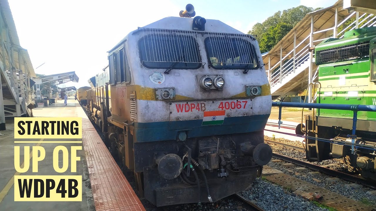 Cranking of GOC WDP4B at Sengottai - Amazing start up of EMD GT46PAC Locomotive || INDIAN RAILWAYS
