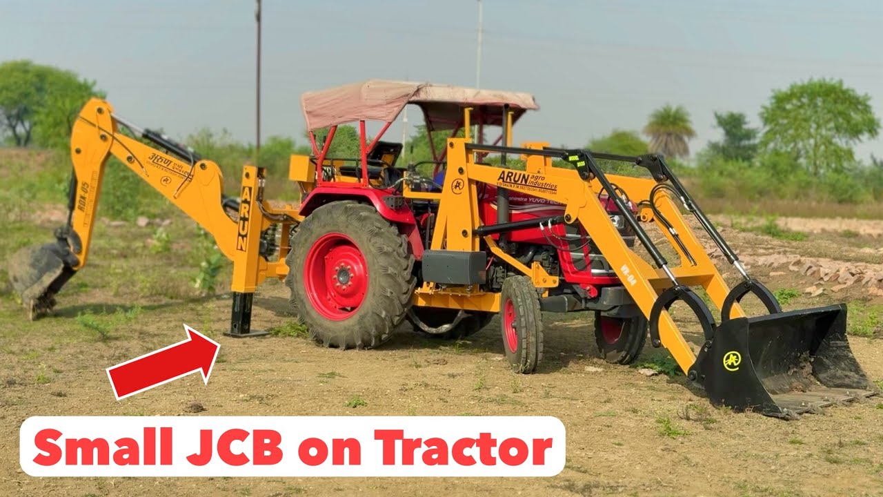सबसे छोटे Size की JCB मशीन  Smallest Backhoe Loader on Mahindra 585 Tractor | Arum Agro Vidisha