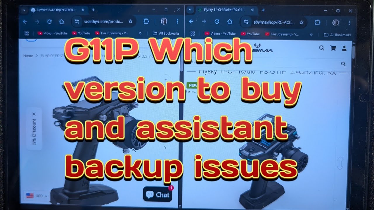 Flysky G11P Assistant backup issue and which version to buy.