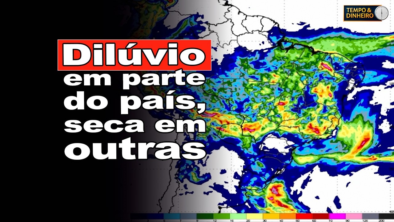 Chuva! Quase dilúvio no Brasil central, Nordeste é Sudeste. RR e RS secos
