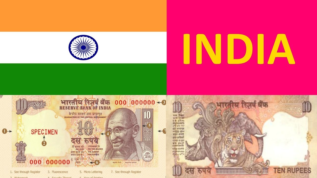 Indian 10  rupees paper money