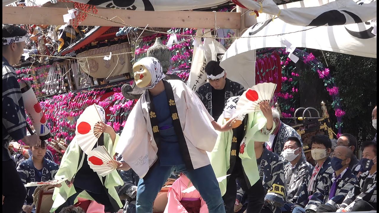 三熊野神社大祭2023（遠州横須賀祭り）宵宮 　三社祭礼囃子奉納＜おかめひょっとこ＞　4K（by浮世蜻蛉）