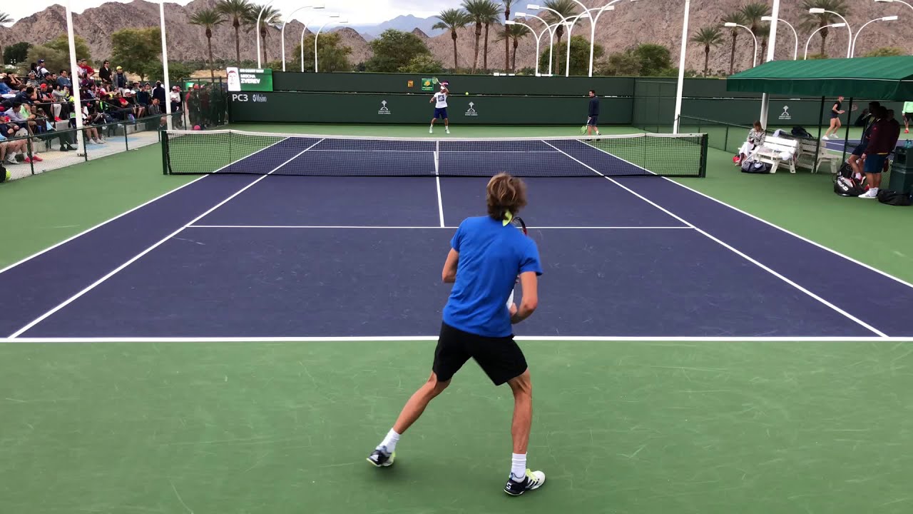 Alexander Zverev (w/ Mischa Zverev) | IW Practice (Court Level 60fps)