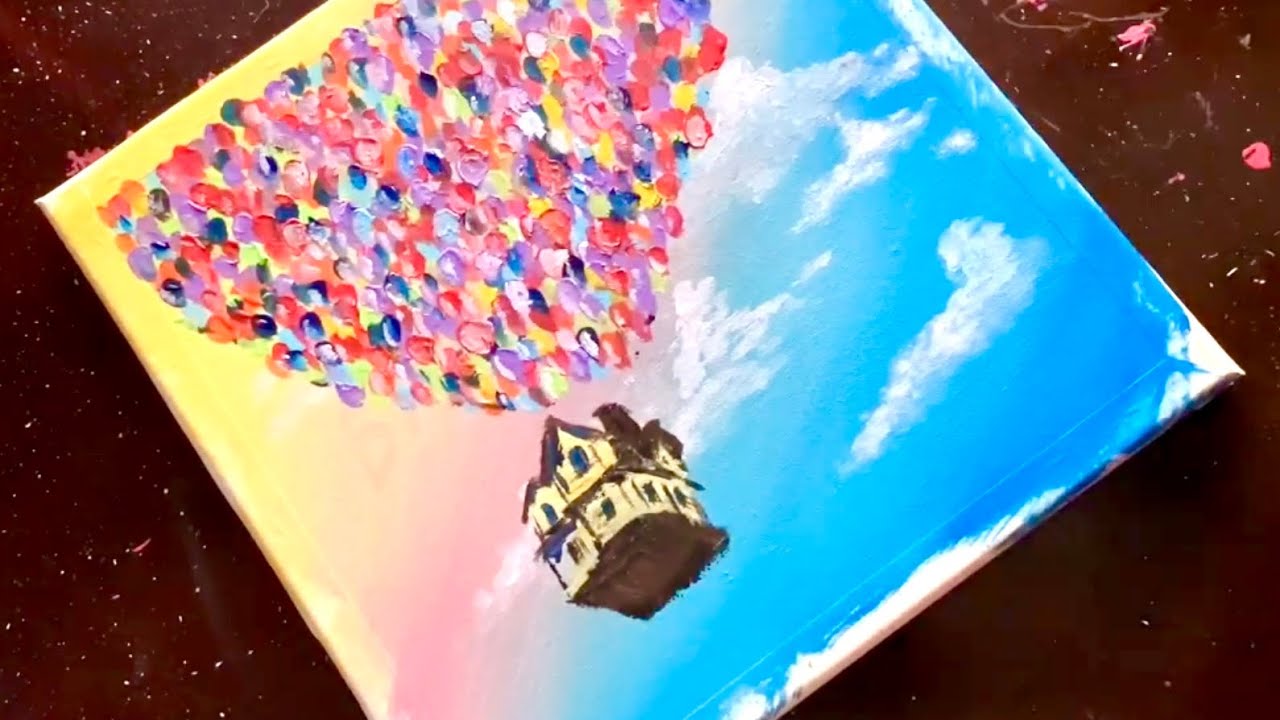 Daily Challenge #142 | How to paint balloon house | Acrylic Painting | UP