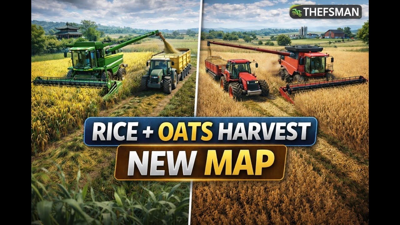 Harvesting Rice & Oats on New Map 🌾🚜 | FS25 Gameplay