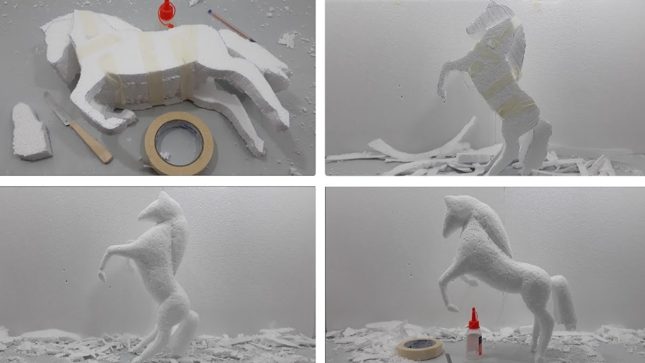 IDÉIAS COM ISOPOR PARA INICIANTES: COMO FAZER UM CAVALO COM ISOPOR.