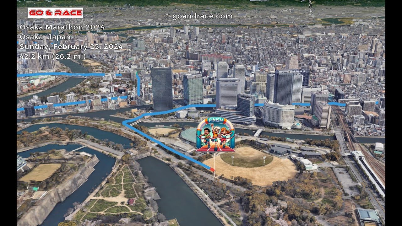 Osaka Marathon 2024: fly over the marathon course!