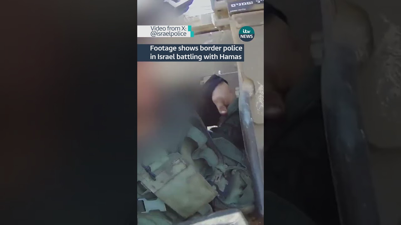 Footage shows border police in Israel battling with Hamas #isreal